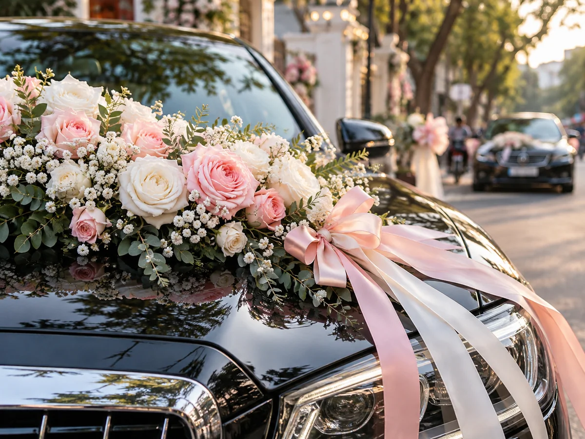 cắm hoa theo màu cưới, tài xế mặc vest, đón đúng giờ và chạy theo lịch rước dâu.Liên hệ báo giá Xe chụp ảnh cướiĐưa cô dâu chú rể đi các điểm chụp trong thành phố, chờ theo ekip suốt buổi.Liên hệ báo giá Xe đ?