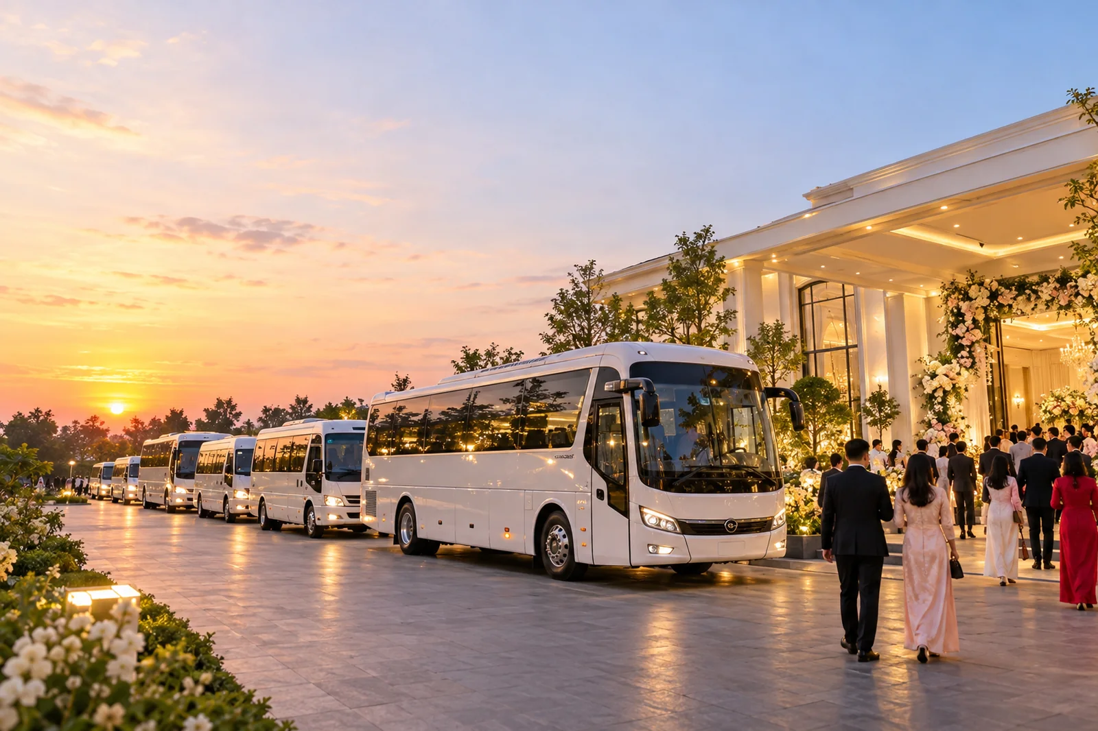 Xe đưa đón khách mời dự tiệc