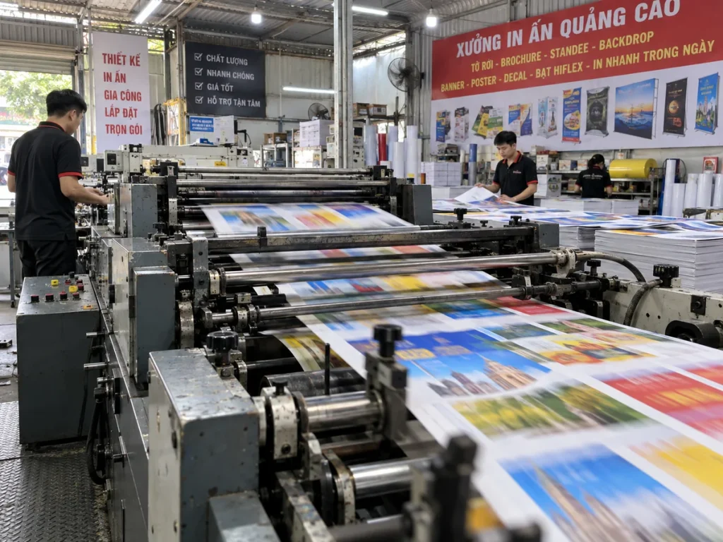 Từ 180.000đ/tấmĐặt in Trọn góiGiao Bình Thạnh In brochure gấp 3 trọn gói thiết kế Nhận gấp, giao trong ngày Thiết kế miễn phí khi in số lượng lớnGiấy couche 200 gsmCán màng 2 mặt